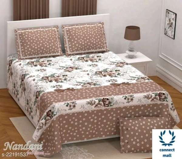 VOGUISH Cotton Super Fine Qatar Print King Size Bedsheet with two pillow cover - King Size, Cotton, Multipack :1